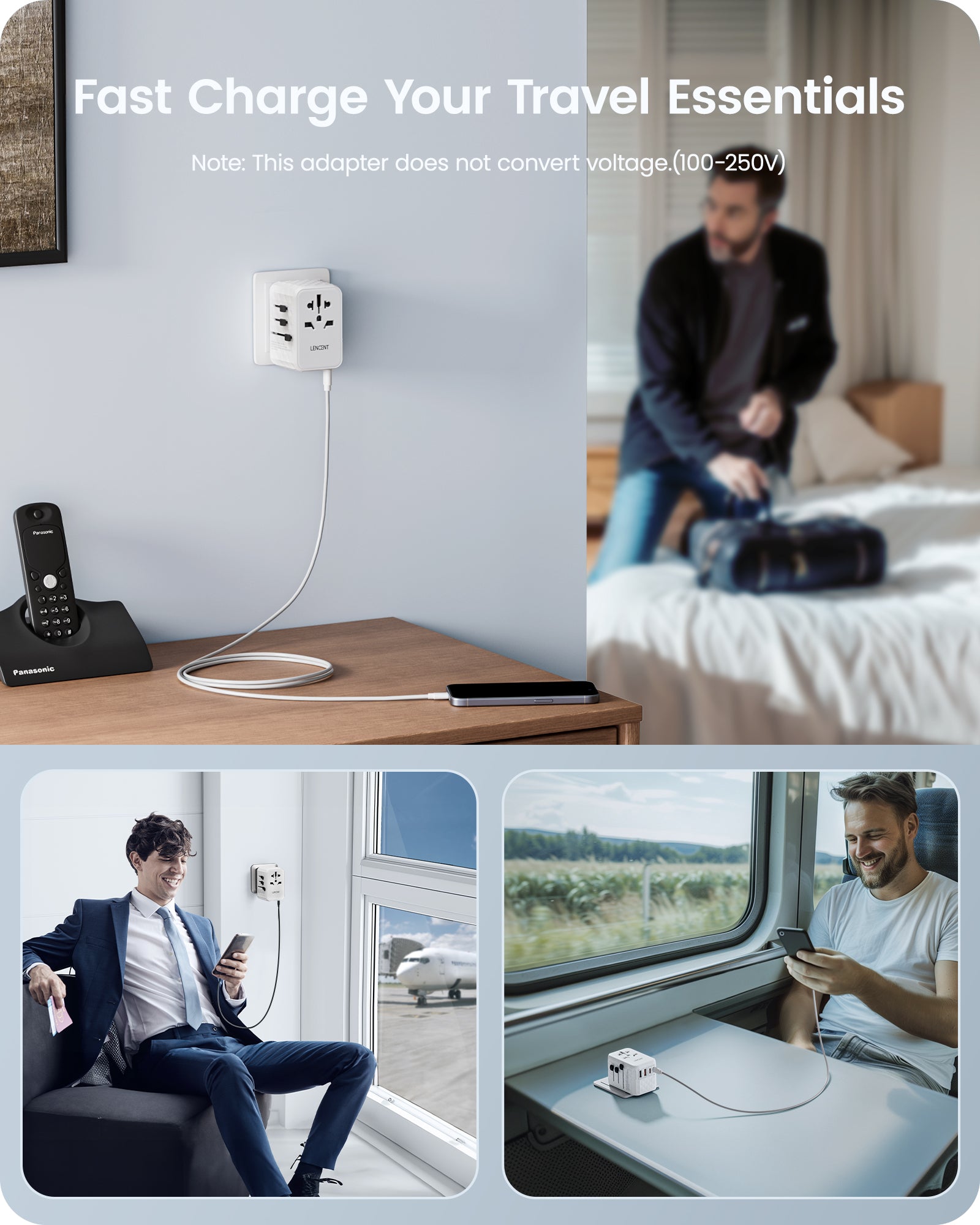 LENCENT 65W Universal Travel Adapter, GaN International Fast Charger(test)