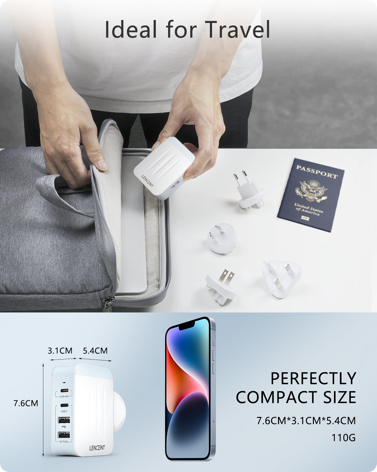 LENCENT PA053 45W USB C Non Surge Cruise Approved Charger for Royal Caribbean