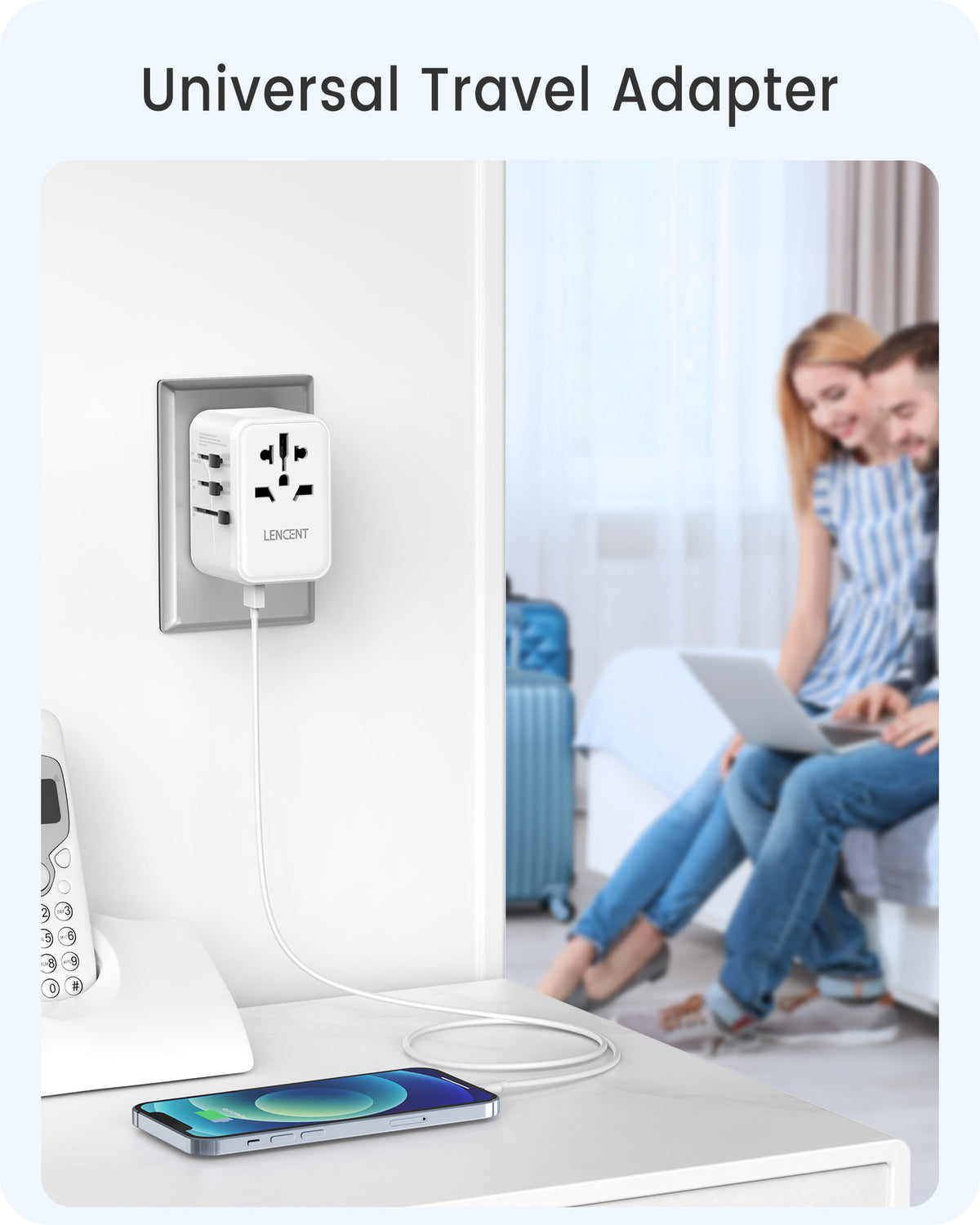 LENCENT Universal Travel Adapter, GaN3 PA048W QD65W International Charger