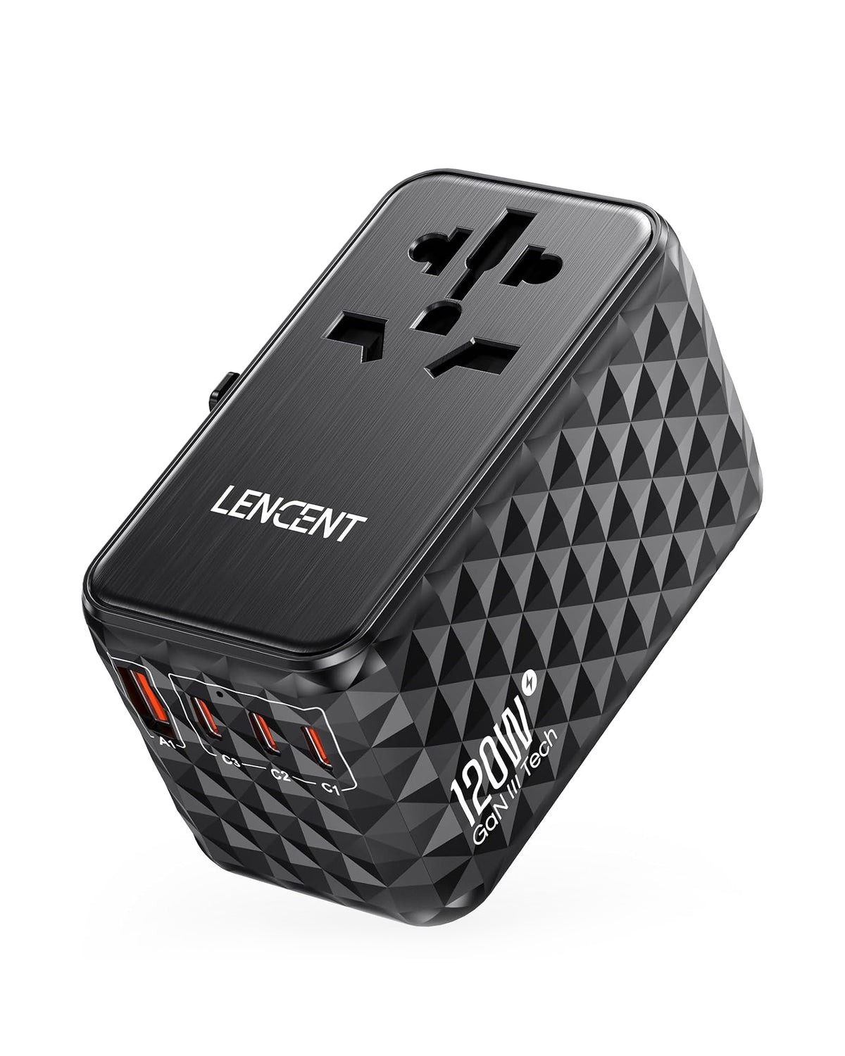 LENCENT PA055B 120W Universal Travel Adapter, GaN Travel Plug Charger Adaptor