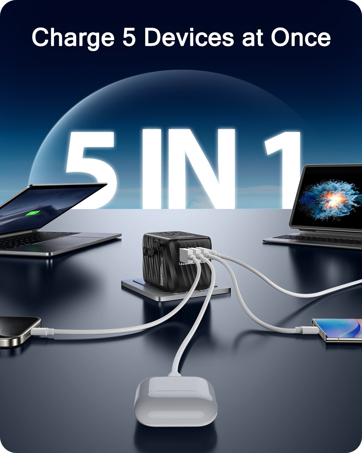 LENCENT 5-IN-1 Universal Travel Plug Adapter, International Travel Charger - LencentComputers & Accessories