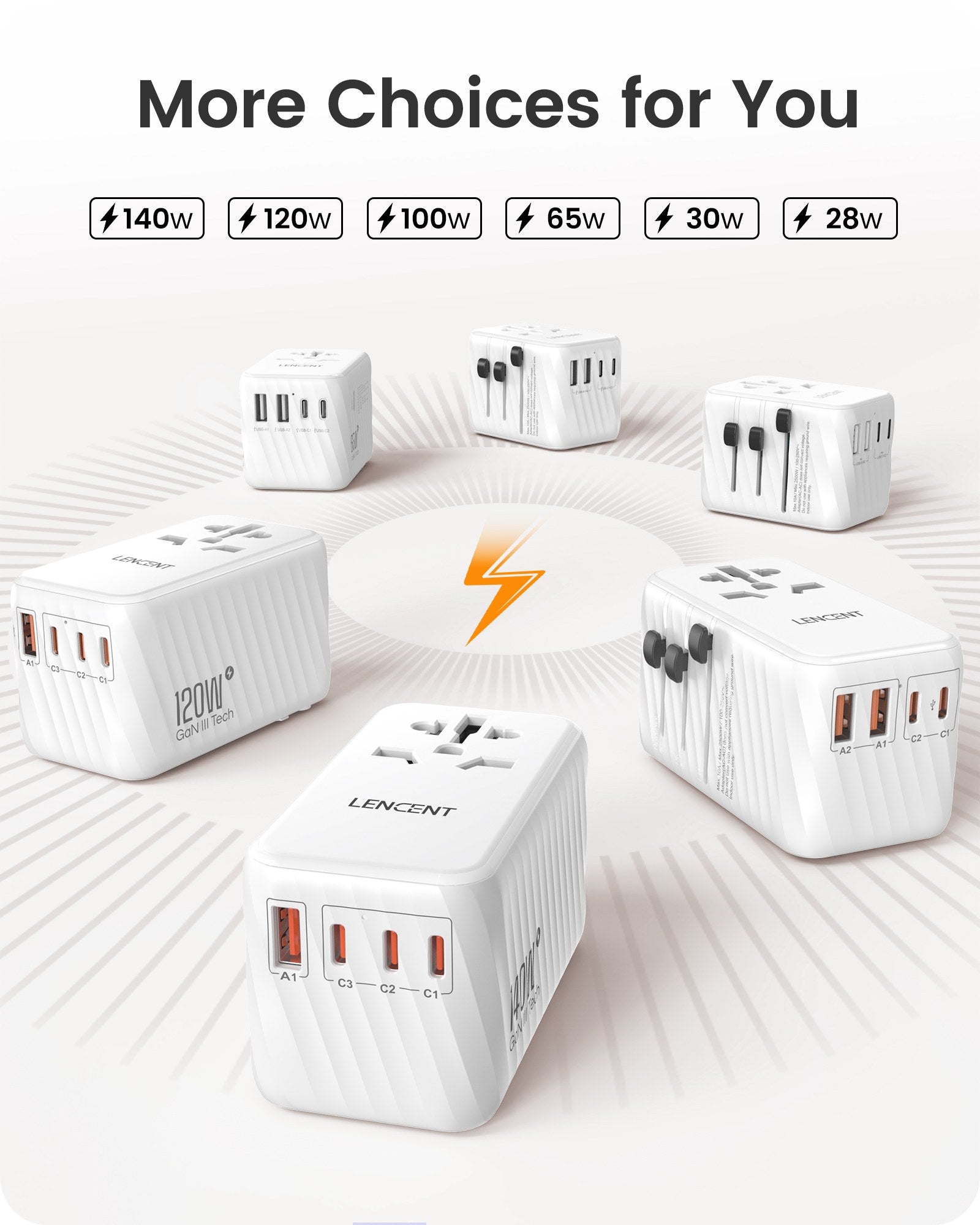 LENCENT Universal Travel Power Adapter, International AC Plug Adaptor