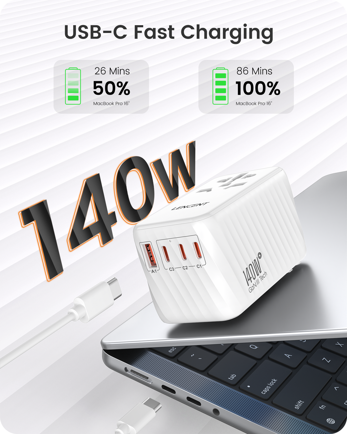 LENCENT PA058W 140W Universal Travel Adapter, International Plug Adaptor