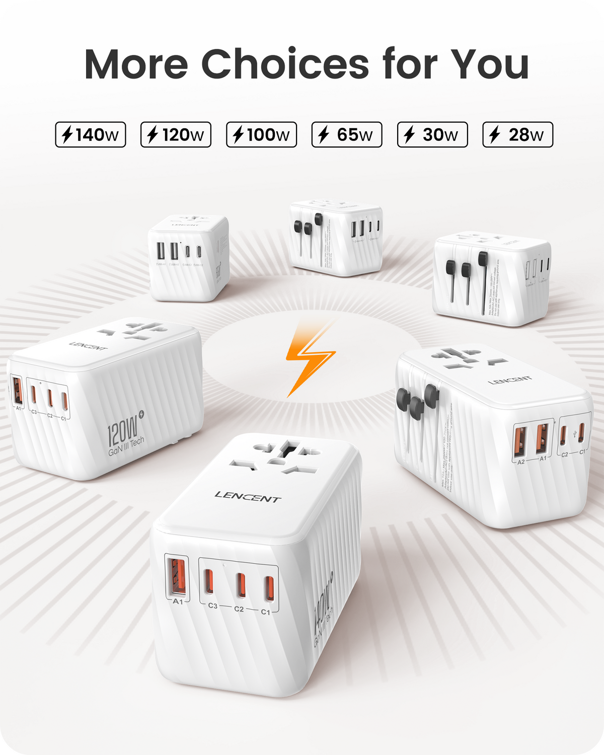 LENCENT PA058W 140W Universal Travel Adapter, International Plug Adaptor