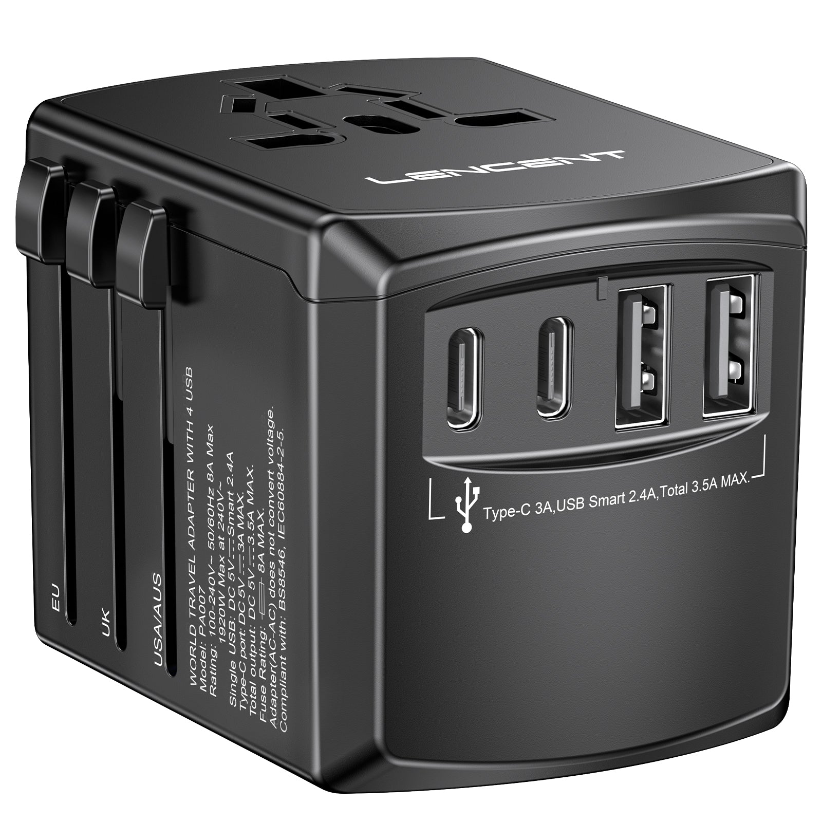 LENCENT Universal Travel Power Adapter, International AC Plug Adaptor