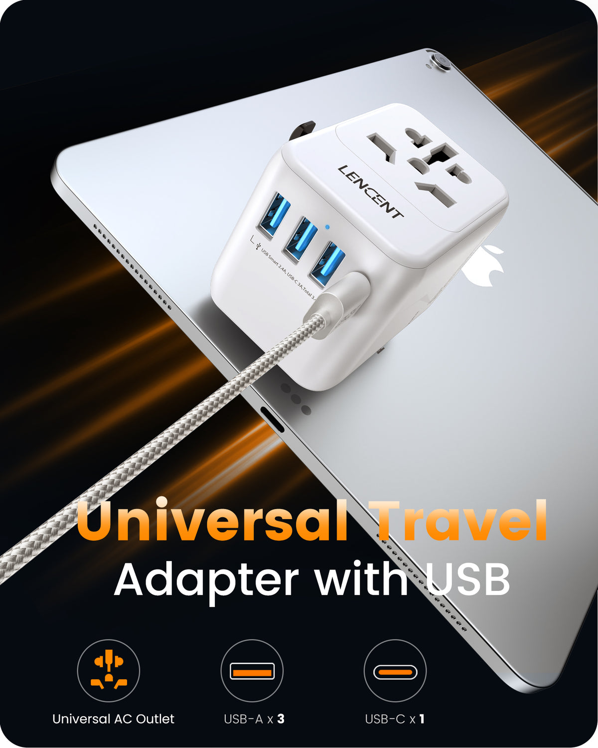 LENCENT PA048W C3U Adaptador de Viaje Universal, Cargador Internacional