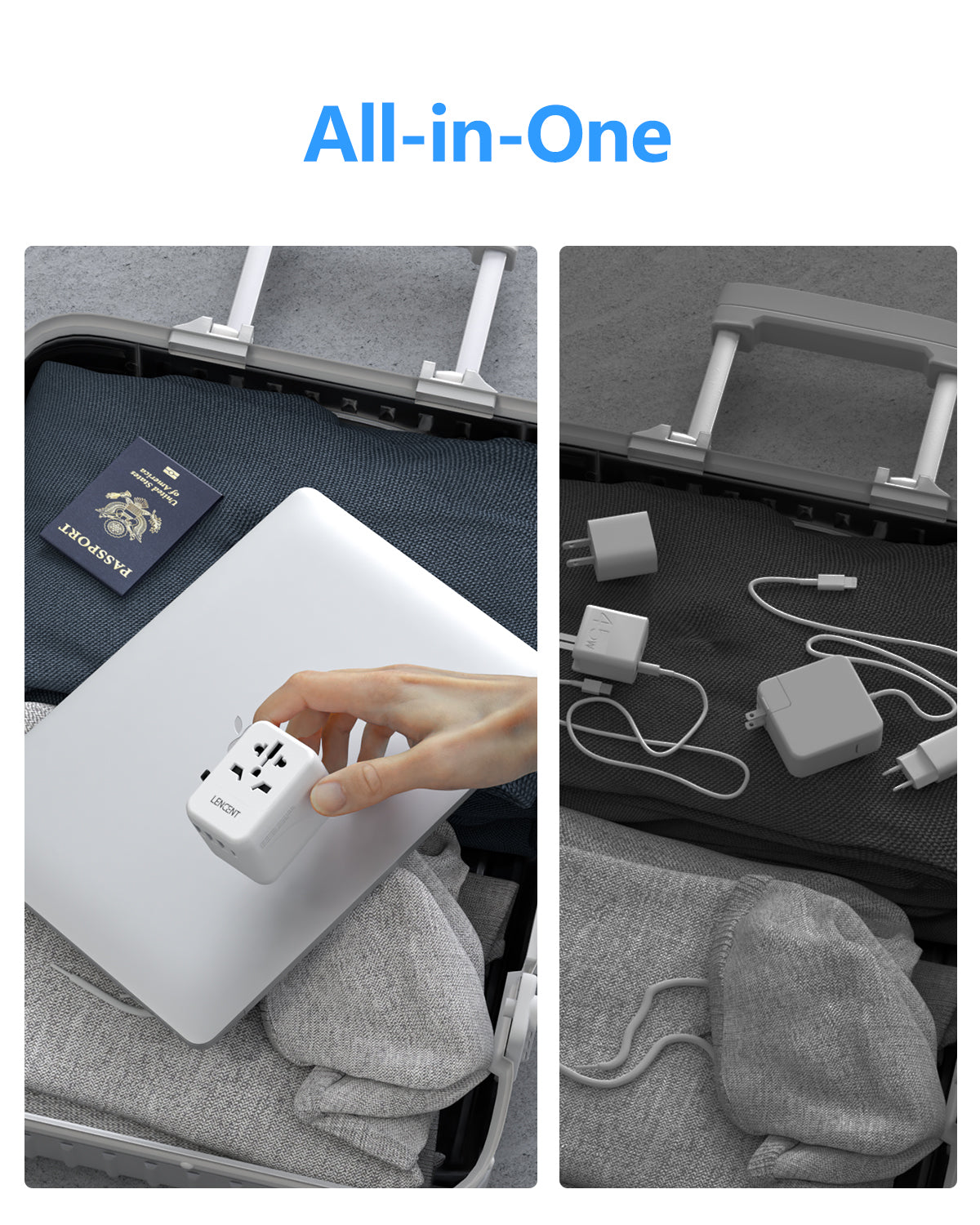 LENCENT PA048W C3U Adaptador de Viaje Universal, Cargador Internacional