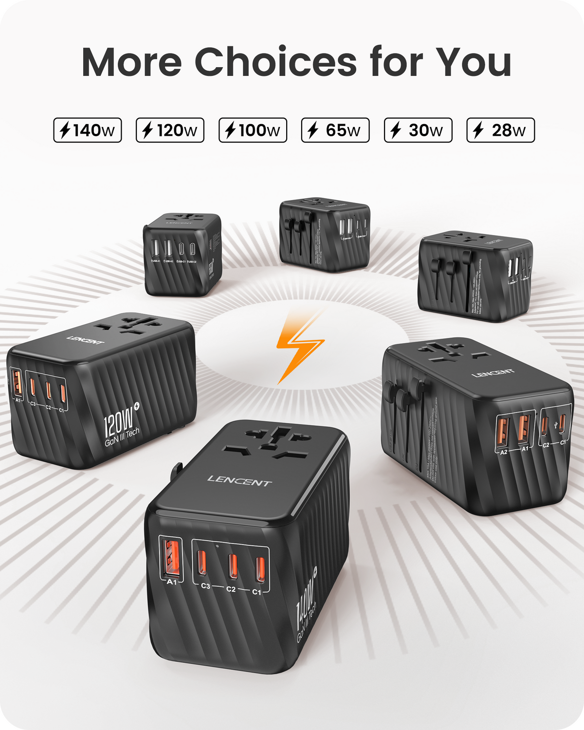 LENCENT PA058B 140W Universal Travel Adapter, International Plug Adaptor