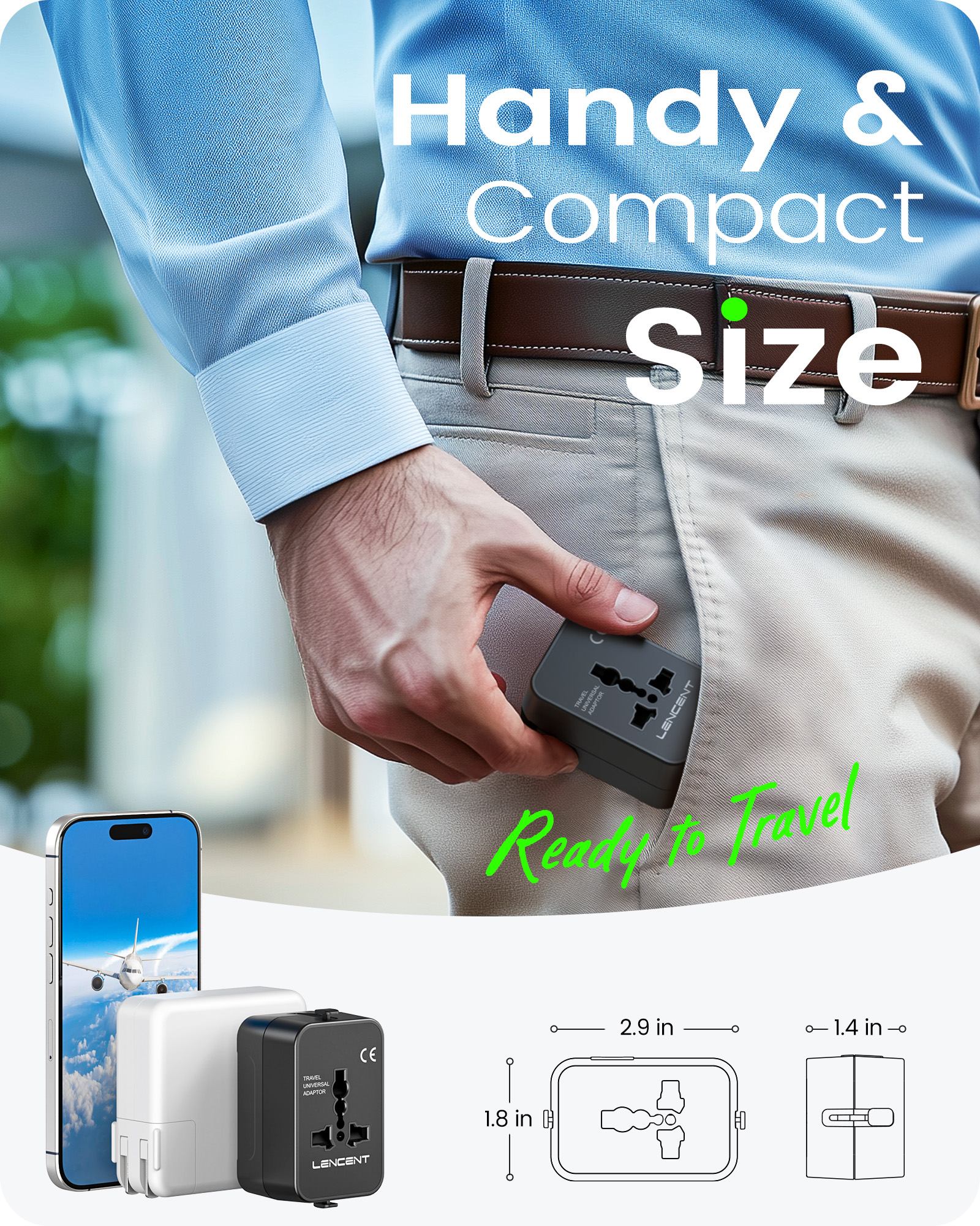 LENCENT International Travel Adapter Black