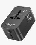 LENCENT Universal Travel Adapter, International Travel Adapter with 4 Integrated Plugs, Works in 200+ Countries - LencentComputers & Accessories