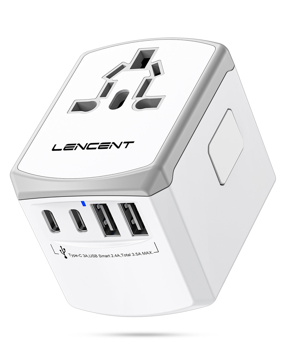 LENCENT PA007B 2A2C Universal Travel Power Adapter, International Plug Adaptor