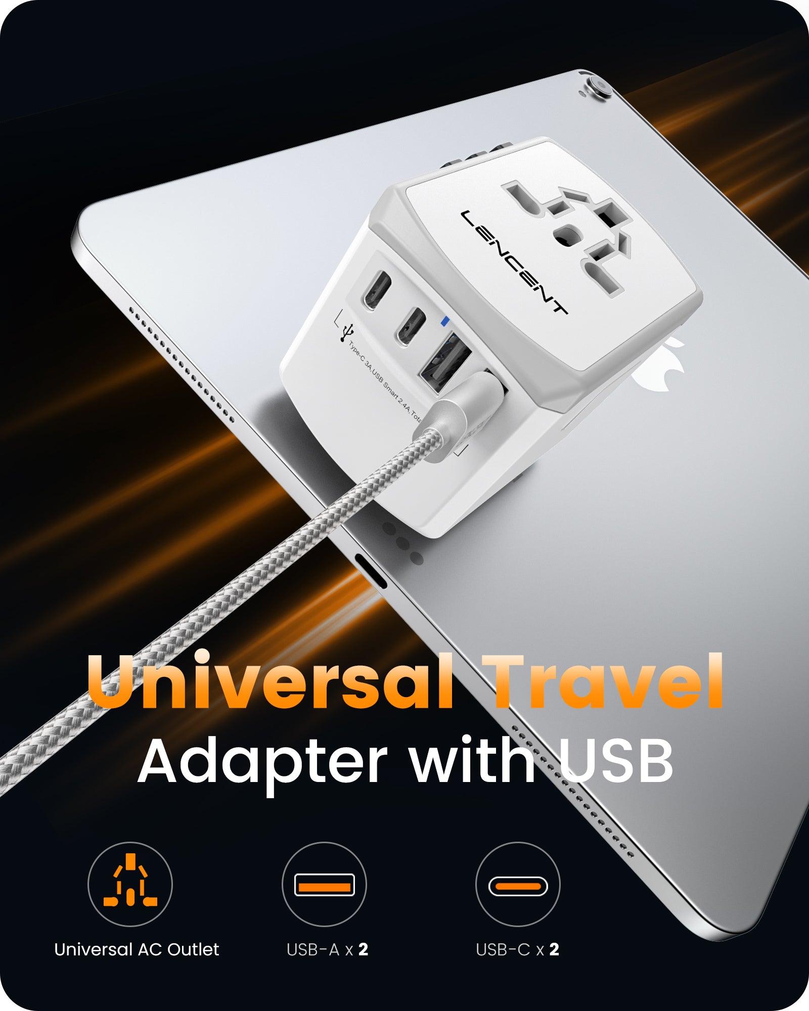 LENCENT Universal Travel Power Adapter, International AC Plug Adaptor