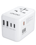 LENCENT Universal Travel Adapter, GaN III 65W International Charger, White