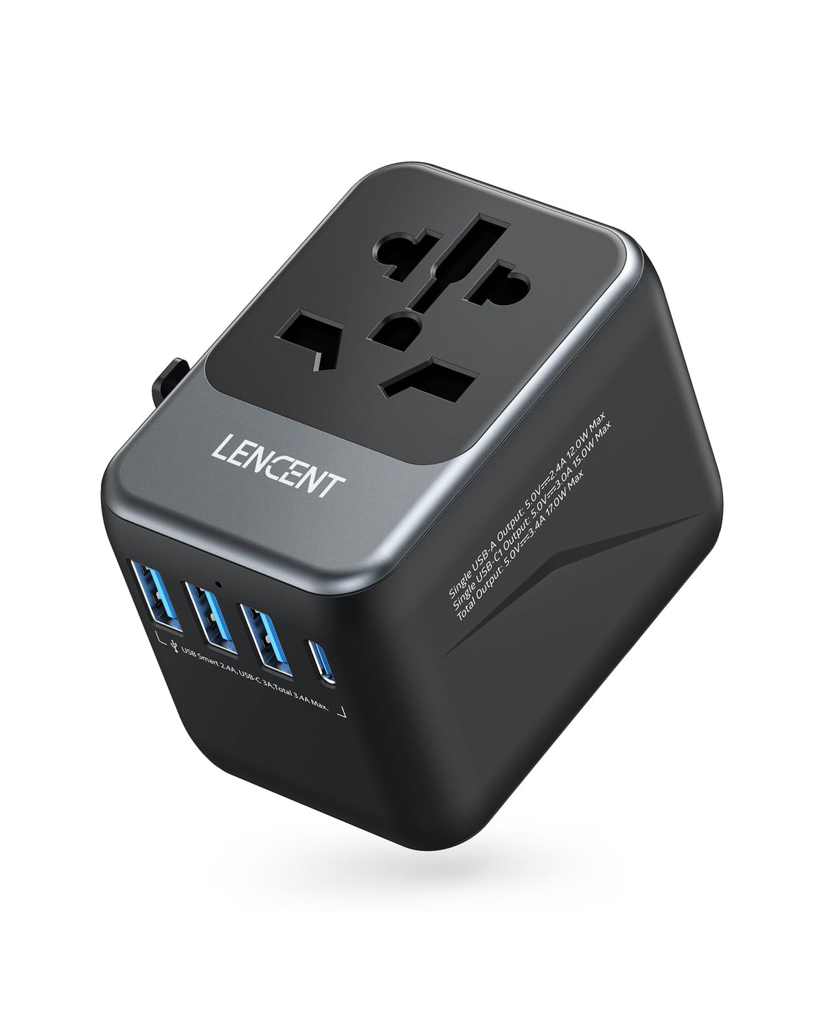 LENCENT PA048GR-C3U Universal Travel Adapter, International Plug Adapter