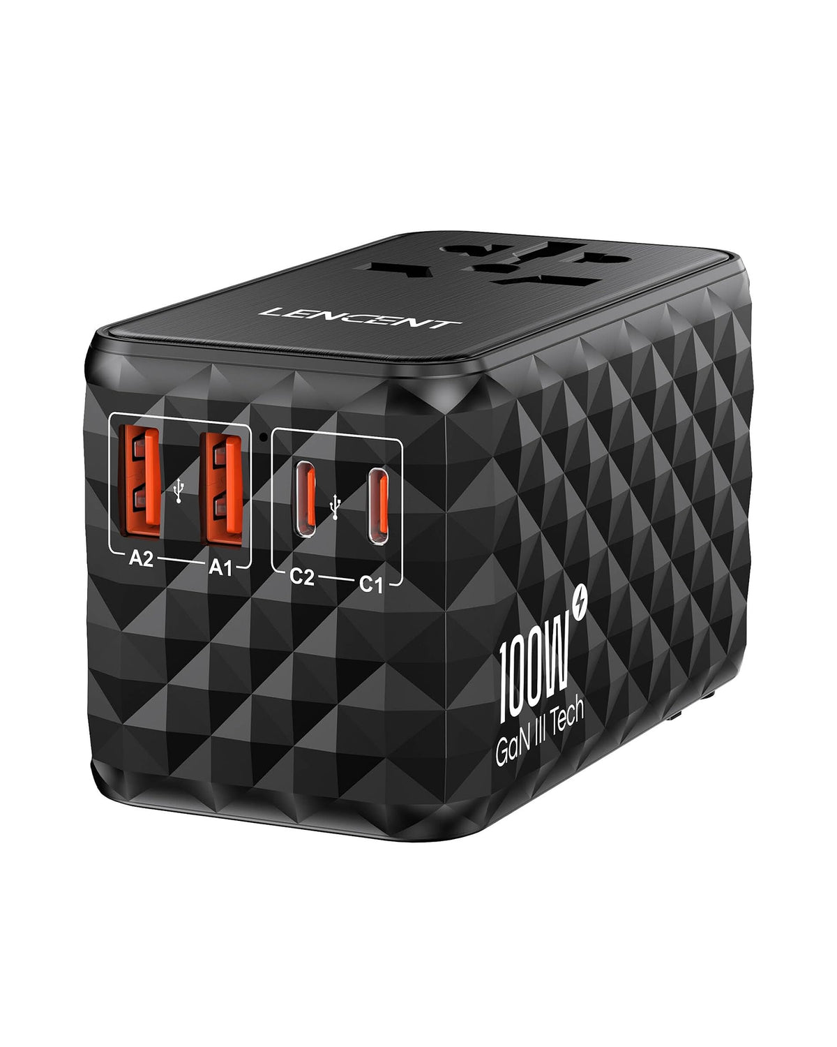 LENCENT PA055B 100W International Travel Adapter, GaN Universal Travel Adapter