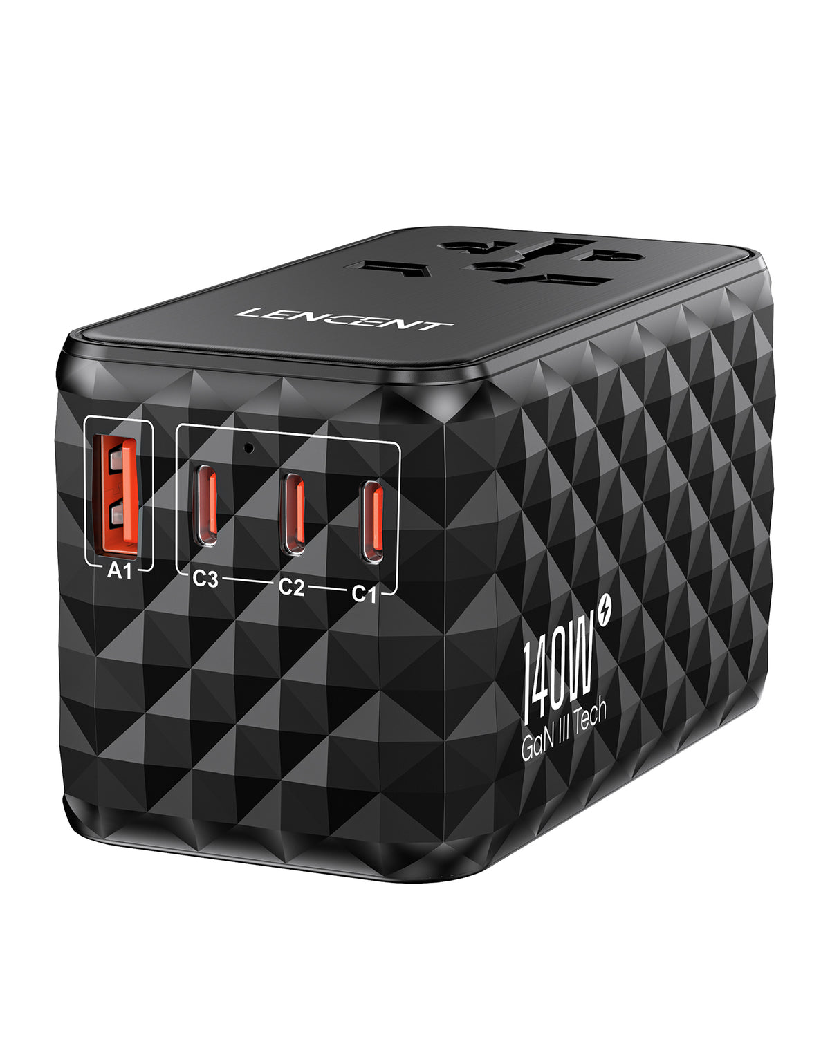 LENCENT PA055B 140W International Travel Adapter, GaN Universal Travel Adapter