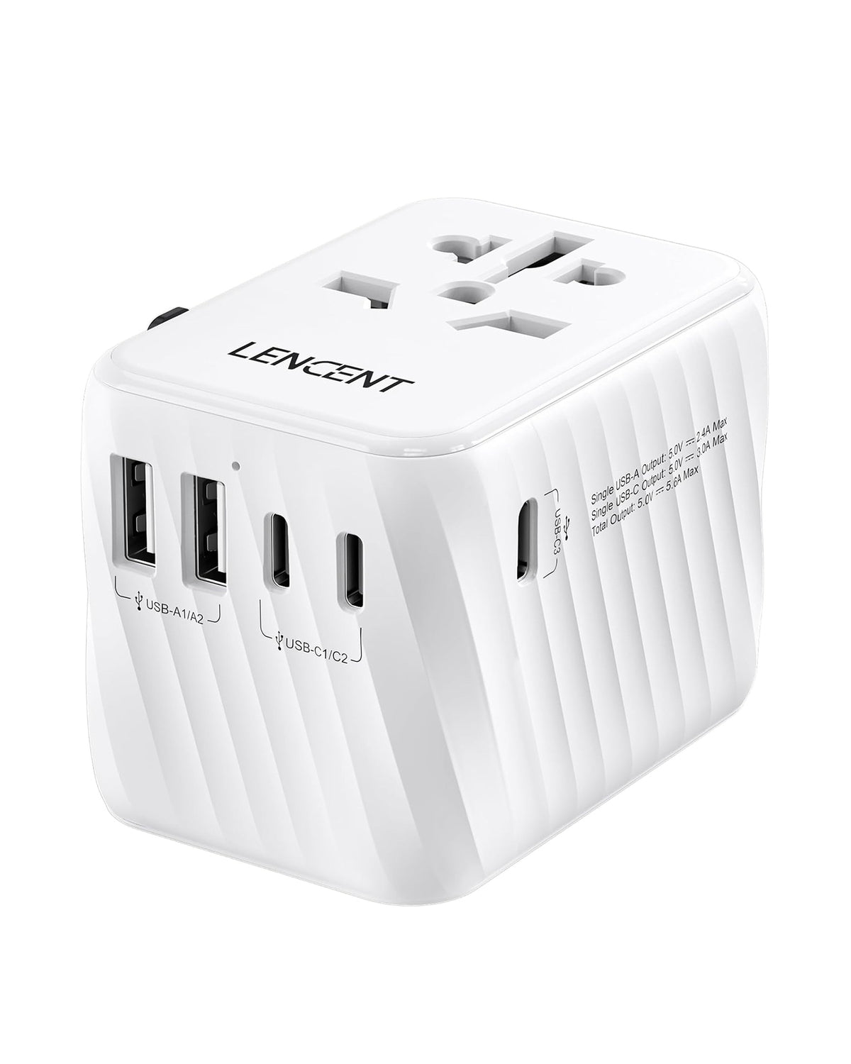 LENCENT Universal Travel Power Adapter, International AC Plug Adapter, 3 USB-A & 1 USB-C PD Fast Wall Charger, Type C/G/A/I - LencentComputers & Accessories