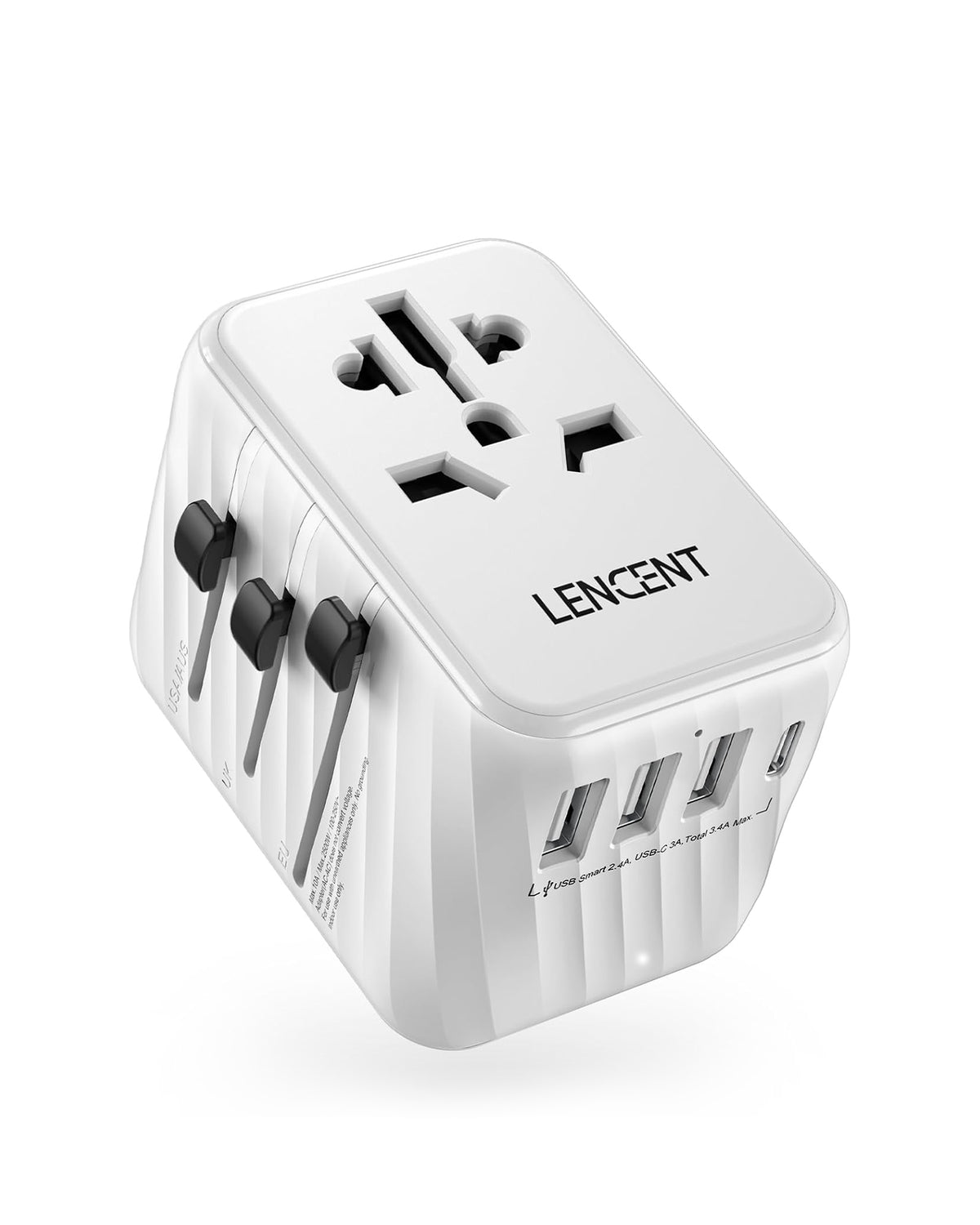LENCENT PA058W C3U Universal Travel Power Adapter, International AC Plug Adaptor